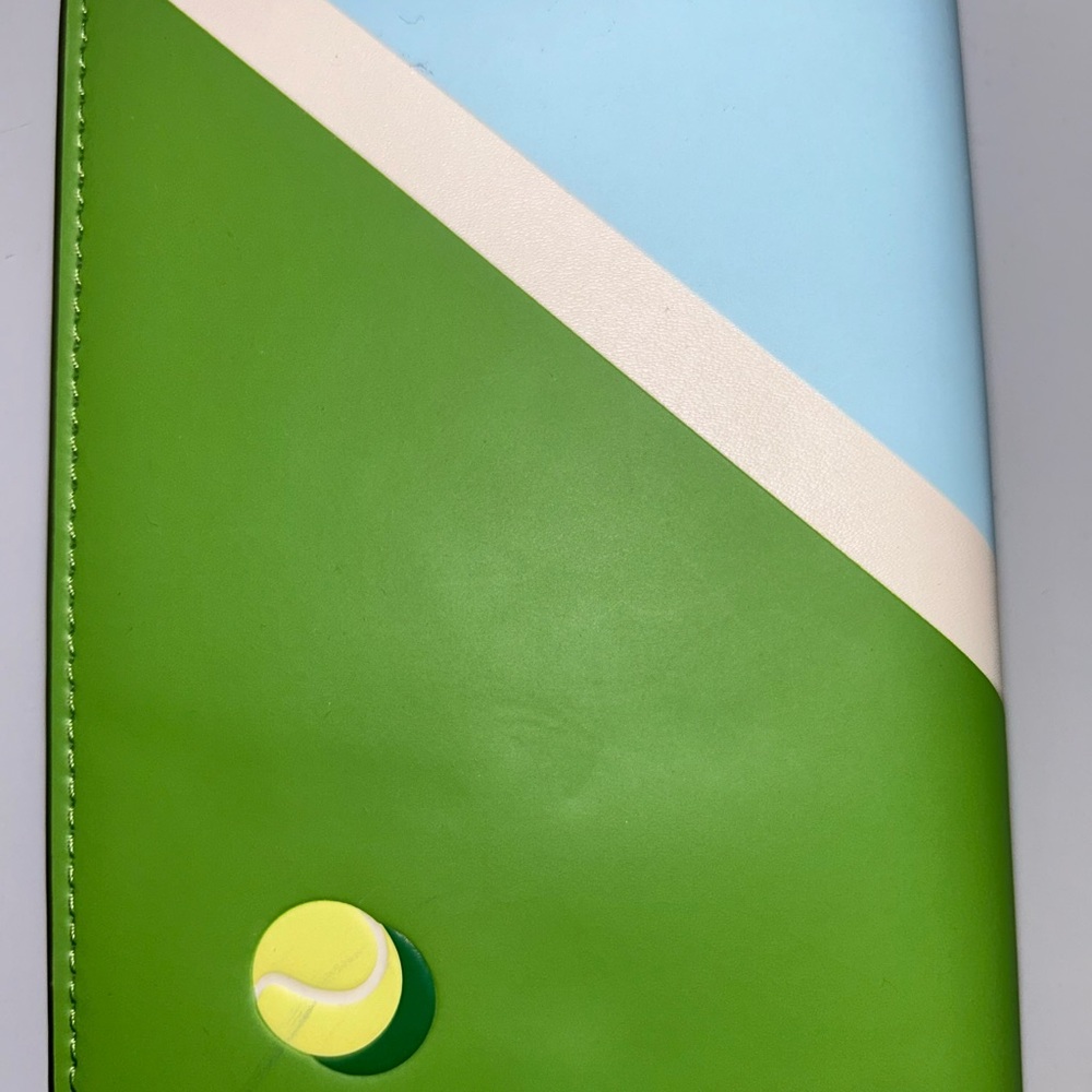 kate spade Green & Light Blue Tennis Ball Passport Wallet - Picture 9 of 12